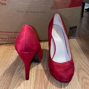 Red suede heels